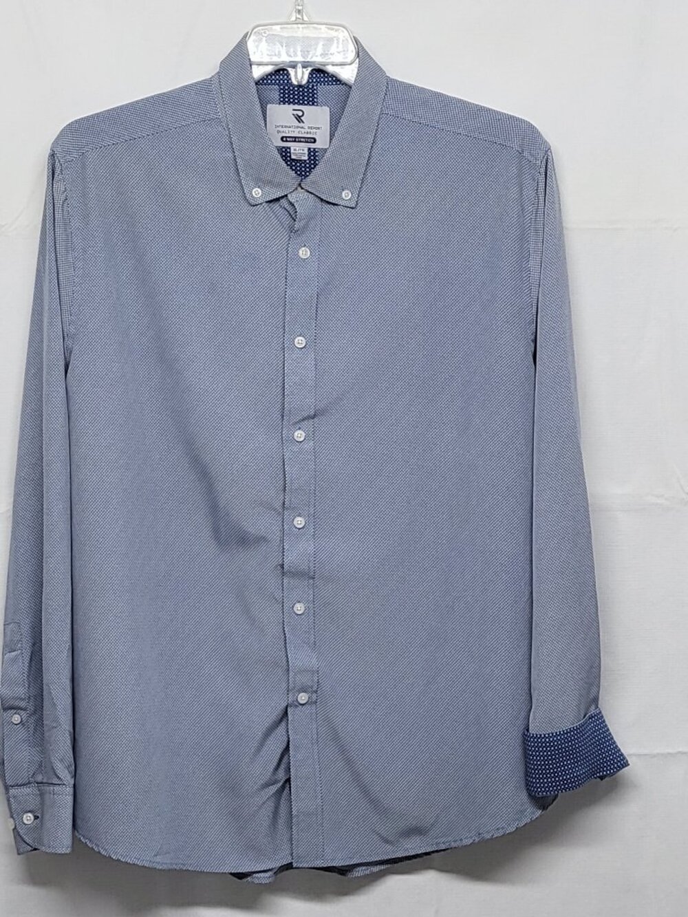 International Report Shirt 4 Way Stretch Mens XL Button Up Flip Cuff Long Sleeve